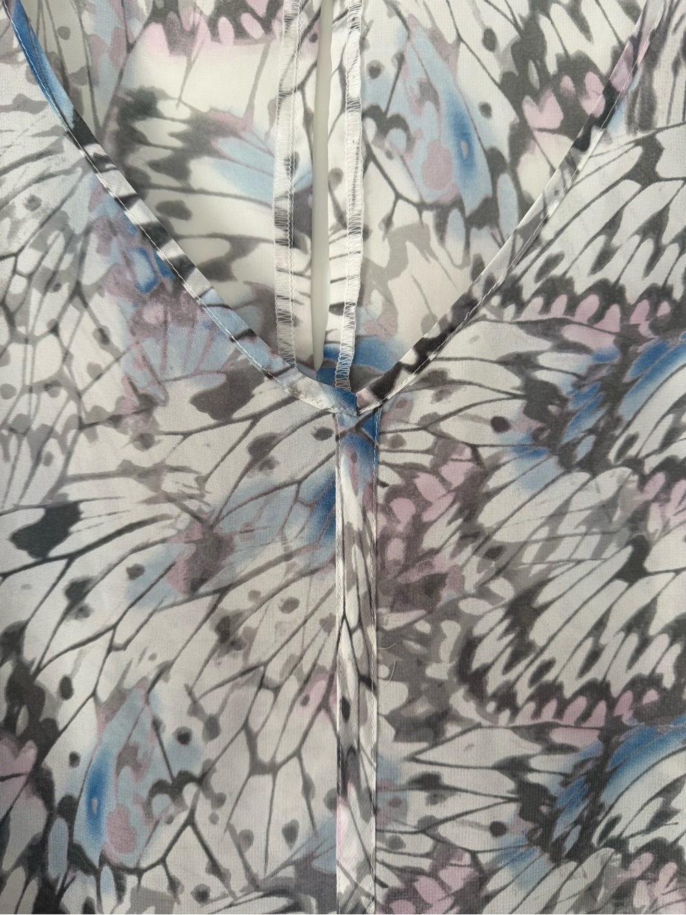 Dkny White Grey Blue Abstract Print Sleeveless Blouse L - Picture 4 of 5